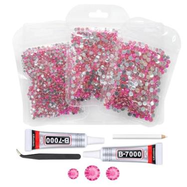 Imagem de qiipii Strass De Resina Cristal Rosa Com Cola B7000 Para Artesanato Deslumbrante 3 Mm 4 5 Pedras Planas Quentes E Leves Diamantes Vermelhos Cristais Gemas Unhas Maquiagem Facial Copos