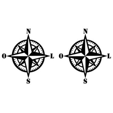 Imagem de 2 Adesivos Rosa Dos Ventos Jeep Renegade Compass - Preto - Jhow Adesiv