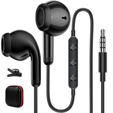 Imagem de Fones de ouvido com fio com conector de fone de ouvido de 3,5 mm para laptops PC, fones de ouvido com cancelamento de ruído com microfone, fones de ouvido estéreo HiFi, controle de volume para iPhone