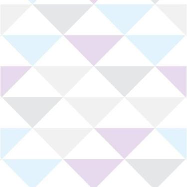 Imagem de Papel De Parede Adesivo Geométrico Azul, Roxo E Cinza