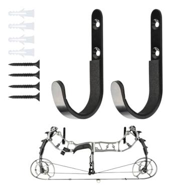 Imagem de SOPOGER Gancho de parede com arco – Suporte universal para arco composto para arco e flecha, suporte de arco para armazenamento e exibição de arco composto recurvo (1 par)