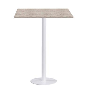 Imagem de Mesa Pisa Beta Bistrô Fratini 107,50cm (a) Disco Redondo Branco Tampo Mdp Quadrado Castanheira 80cm