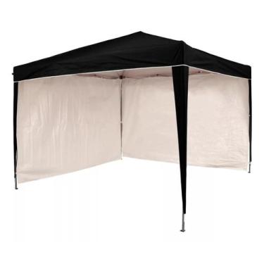Imagem de Gazebo 3x3 PC Preto + 2 Paredes Ráfia Branca - TENDAS WILD