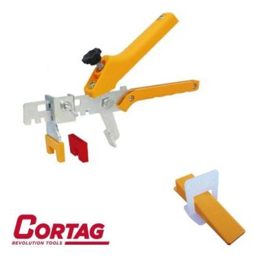 Imagem de Kit 500 Espaçador Nivelador + 100 Cunhas + Alicate - CORTAG, 1,5mm