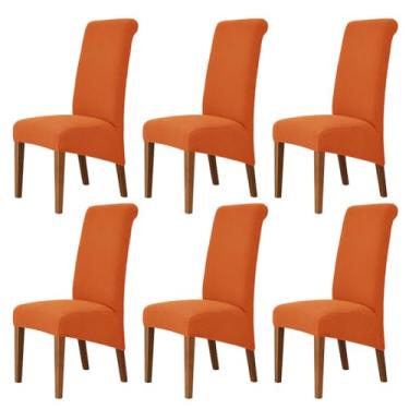 Imagem de Lzyjckh Capa elástica para cadeira de jantar, Capas para cadeiras com encosto alto, Protetor de capa para cadeira Parsons removível e lavável, para sala de jantar, festa,Orange,6PCS