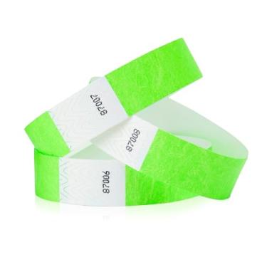 Imagem de Pulseiras Tyvek verde neon 500 Wristco para eventos - Design à prova de adulteração e cor fluorescente que evita a reutilização pulseiras de grau premium para identificação hospitalar e médica, festa