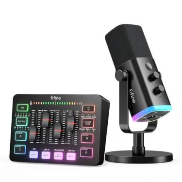 Imagem de FIFINE pacote de equipamentos de jogos,conjunto de microfone de jogos dinâmico XLR/USB com mixer de áudio de streaming para gravação de vídeo podcast Vocal,conjunto de jogador RGB com XLR para PC- KS5