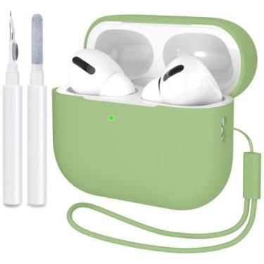 Imagem de Capa AirPods Pro mais recente, capa de silicone ATUAT de textura macia extra fina de 2,0 mm serve perfeitamente para Apple AirPods Pro (LED frontal visível), Matcha