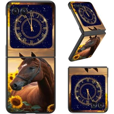 Imagem de RAUEDWDJS Capa para Motorola Razr 2025/2024, capa flip fina rígida PC capa de corpo inteiro resistente à prova de choque para Moto Razr 60/Razr 50, cavalo girassol