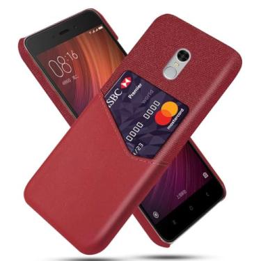 Imagem de Capa para Xiaomi Redmi Note 4,Tela e tampa de couro PU,Antideslizante,360°cobertura completa à prova de choque com 1 slot de cartão atrás,Prevenção de queda-Red