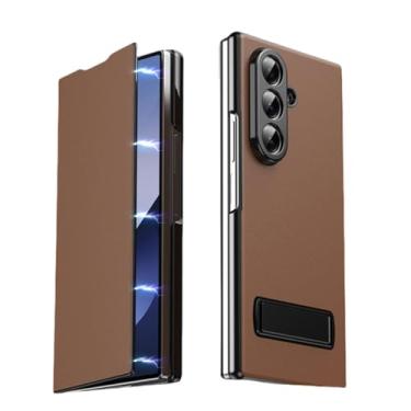 Imagem de Capa para Galaxy Z Fold6 Business Couro Invisível Suporte Suporte Bumper Capa Fina (Para Galaxy Z Fold6/marrom)