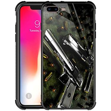 Imagem de Capa para iPhone 8 Plus, capas para iPhone 7 Plus com armas pretas e balas, design personalizado à prova de choque, capa traseira de policarbonato rígido para Apple iPhone 7/8 Plus