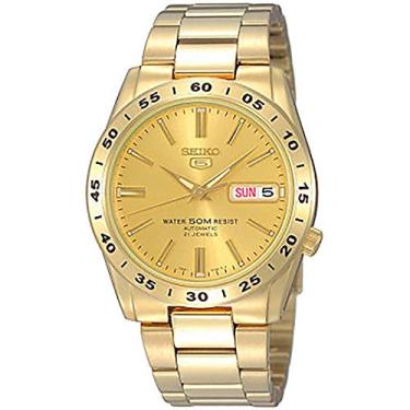 Imagem de Relógio masculino Sieko SNKE06 de aço inoxidável analógico com mostrador dourado, Dourado amarelo, Relógio de quartzo, corda automática