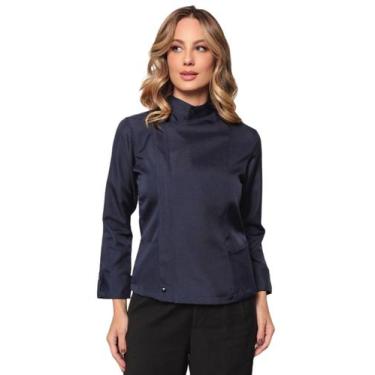 Imagem de Dolma Chef Feminina com Zíper Azul Marinho Camila - Gardenia Jalecos, 