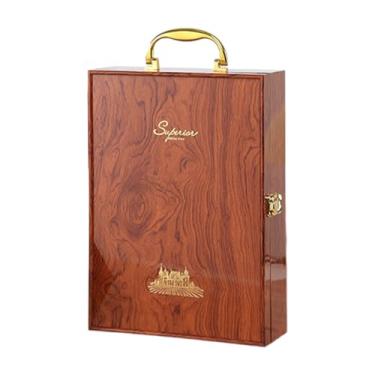 Imagem de Ioensy Caixa de vinho tinto, caixa dupla de madeira com fecho de fivela, portátil, feita à mão, elegante, de embalagem, armazenamento para hotel, Type C