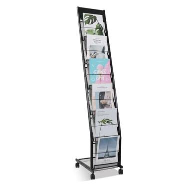 Imagem de Porta-revistas de chão de 6 camadas com rodas, suporte de exibição de folheto para exposições, escritório e qualquer organização que exija exibição de informações