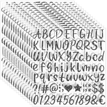 Imagem de 1215 pçs adesivos de letras glitter alfabeto adesivos autoadesivos à prova d'água vinil pequenas letras ABC para graduação tampa garrafas de água copo caixa de correio número scrapbooking caderno