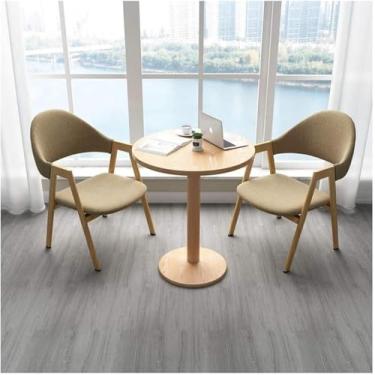 Imagem de Mesa Redonda De Recepção De Escritório Mesa Redonda Pequena Moderna Combinação De Mesa De Recepção E Cadeira De Escritório Varanda Sala De Estar Sala De Estudo C, Cream Color