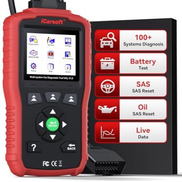 Imagem de iCarsoft Scanner OBD2 para Volvo/Saab, VOL V1.0, ferramenta de diagnóstico de todos os sistemas, óleo/SAS/ABS/SRS/leitor de código de carro do motor, teste de bateria, dados ao vivo