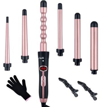 Imagem de Generic Conjunto De Modelador Cachos 6 Em 1, Cachos, Barris Cerâmica Intercambiáveis, Modeladores Cabelo Com Visor Lcd Temperatura, Aquecimento Rápido, Ondulador Dupla Voltagem, Luva E 2 Grampos