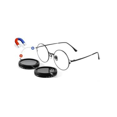 Imagem de Loycco Feito à mão Nd-400 9 engrenagens redondo polarizado ajustável escurecimento óculos de sol masculino feminino filtro mergulho pesca, Clipe magnético Ch01, 49