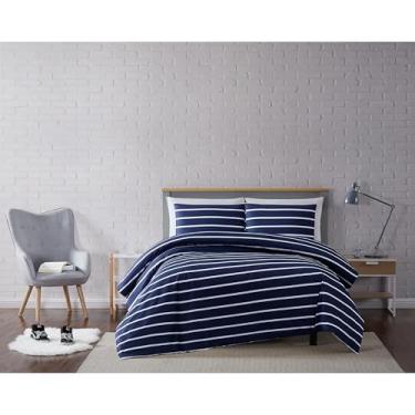 Imagem de Truly Soft Everyday Conjunto de edredom Truly Soft Maddow listrado, casal/Queen, azul-marinho