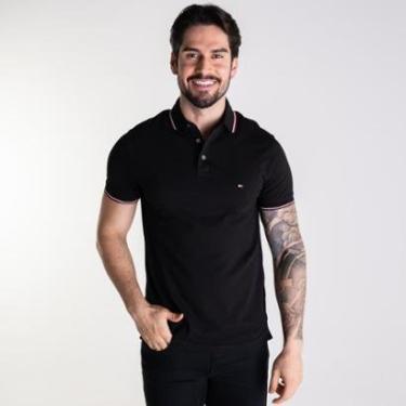 Imagem de Camisa Polo Tommy Hilfiger Tipped Friso Preta-Masculino