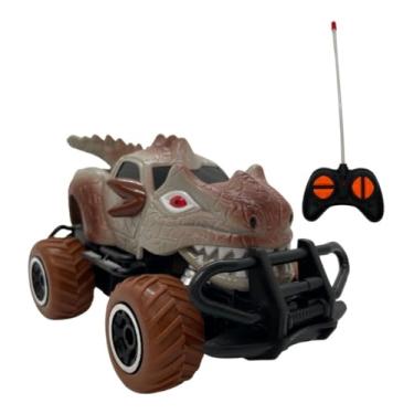 Imagem de Carrinho de Controle Remoto Dinossauro Monster Truck 4x4, Design T-Rex, Rodas Todo-Terreno (Marrom)