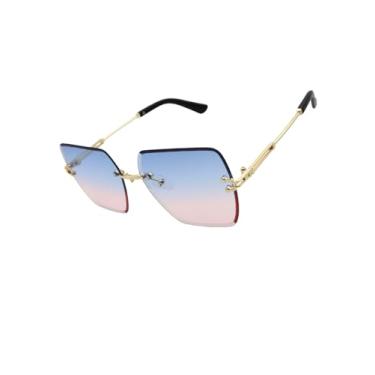 Imagem de Óculos de Sol Quadrado Grande Premium Blogueira UV400 Unisex Feminino Masculino - Modelo Capri - Cacife Brand (Azul e Rosa)