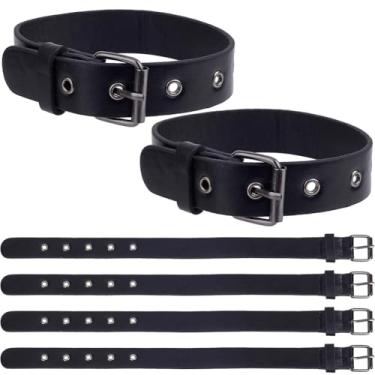 Imagem de GORGECRAFT 6 peças Extensor de Kilt Tiras de Fivela 40,6 x 2,5 cm Punho de Couro Imitação Fivelas de Cinto Fixador Ajustável Preto Estribo Alça de Bagagem Cintos para Encaixe Apertado Kilts Casaco