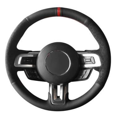 Imagem de MEWANT Capa de volante costurada à mão para Ford Mustang 2015-2023 Acessórios de volante para Ford Mustang