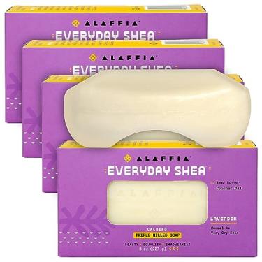 Imagem de Alaffia Sabonete de karité EveryDay – Sabonete corporal, óleo de coco natural, manteiga de karité e extratos de plantas aromáticas, sabonete ergonômico em barra, aroma de lavanda, 227 g Ea (pacote com