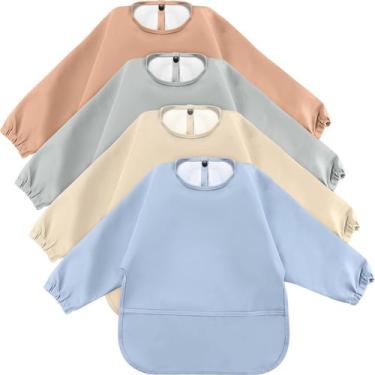 Imagem de Blusa impermeável de manga comprida JaGely Baby Bibs, pacote com 4