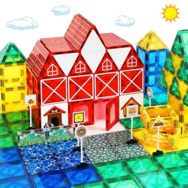 Imagem de Conjunto de animais de fazenda SYSKENI Magnetic Tiles para crianças de