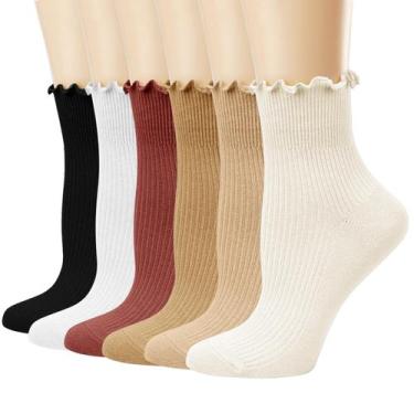 Imagem de Meias Mcool Mary Ruffle para mulheres, pacote com 6 unidades tricotada