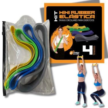 Imagem de Kit 4 Mini Rubber Elástica Faixas Circulares para Exercícios - Energia