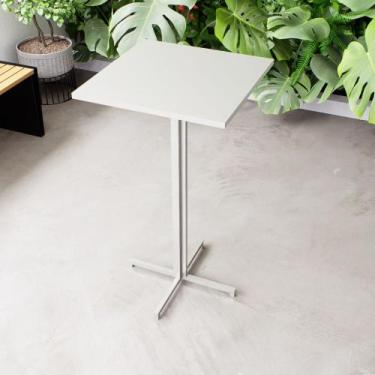 Imagem de Mesa Alta Bar Bistrô Quadrada 100x50cm Branca Industrial - Don Castro 