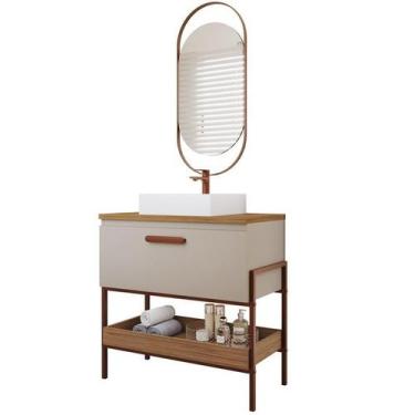 Imagem de Gabinete de Banheiro Portinari 80 com Espelho Lumini Cappuccino/Freijo