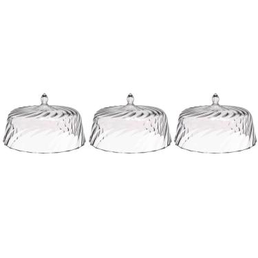 Imagem de Kit 3 Cúpulas de Plástico 25cm Transparente para Bolos Tortas Doces Pratos Glassy Crippa