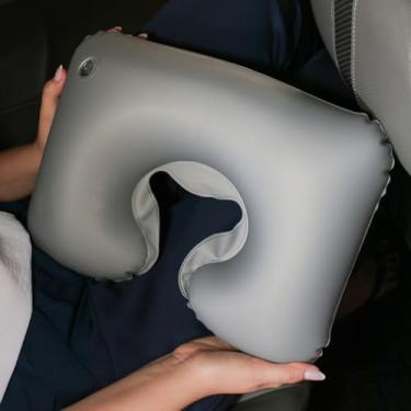 Imagem de Almofada Travesseiro Protetor de Pescoço Ortopédica Inflávell para Viagem (Cinza)