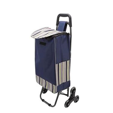 Imagem de Zerodis Carrinho de Compras Dobrável, Carrinho de Mercearia Dobrável Leve, Carrinho de Rolamento Dobrável de Grande Capacidade Com Rodas Giratórias Removíveis e Fechamento do Cordão um