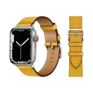 Imagem de Pulseira De Couro Unissex Para Apple Watch 46mm 44mm 41mm 45mm 38-42mm