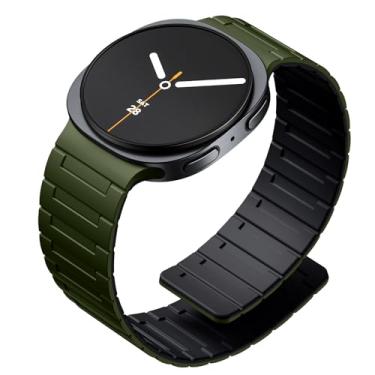 Imagem de SNBLK Pulseira magnética compatível com Samsung Galaxy Watch 8 de 40 mm e 44 mm/Samsung Galaxy Watch 8 Classic de 46 mm, ímã de um clique sem lacunas, pulseira esportiva de silicone para Samsung Watch