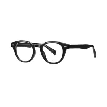 Imagem de Armação de óculos feminina de acetato para homens (preta com transparente)