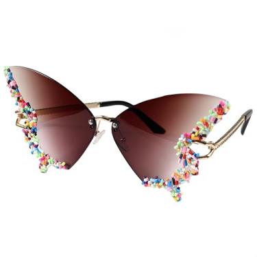 Imagem de Óculos de sol de festa, borboleta, presentes para mulheres, retrô, clássico, casamento, Halloween, rave, acessórios, óculos com bloqueio de UV, Marrom