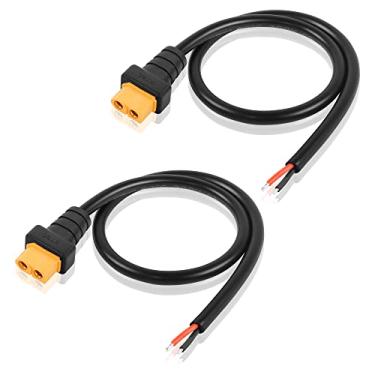 Imagem de GINTOOYUN 2 cabos XT60 Power Pigtails 18AWG DC 24V XT60 plugue fêmea para abrir cabo de alimentação desencapado para equilibrar carros, drones, carros de brinquedo, baterias de lítio, etc