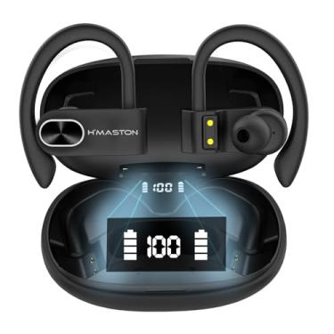 Imagem de H'MASTON Fone de Ouvido Bluetooth Fone Sem Fio Esportivo com LED Display Prova Dágua Cancelamento de Ruido Earbuds RS-52 (Preto)