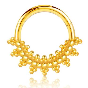 Imagem de Vankula Anel de septo de 16G/8 mm, hipoalergênico, segmento de nariz, brincos de cartilagem, piercing corporal, para DaithTragus Rook, homens e mulheres, 1.2mm(16G)*8mm, Metal, Sem Pedra Preciosa