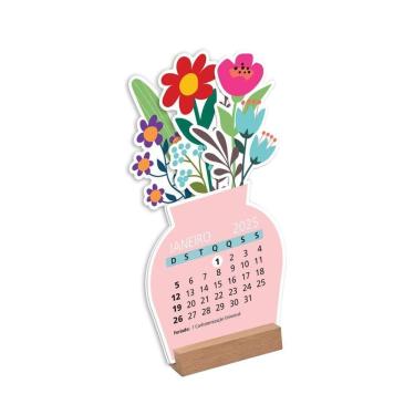 Imagem de Calendario De Mesa Vasinho Flores 2025 Fina Ideia