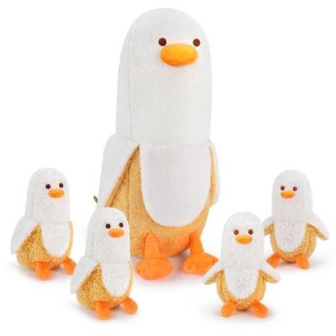 Imagem de Brinquedo de pelúcia Auspicious Beginning Banana Duck Family, 5 peças